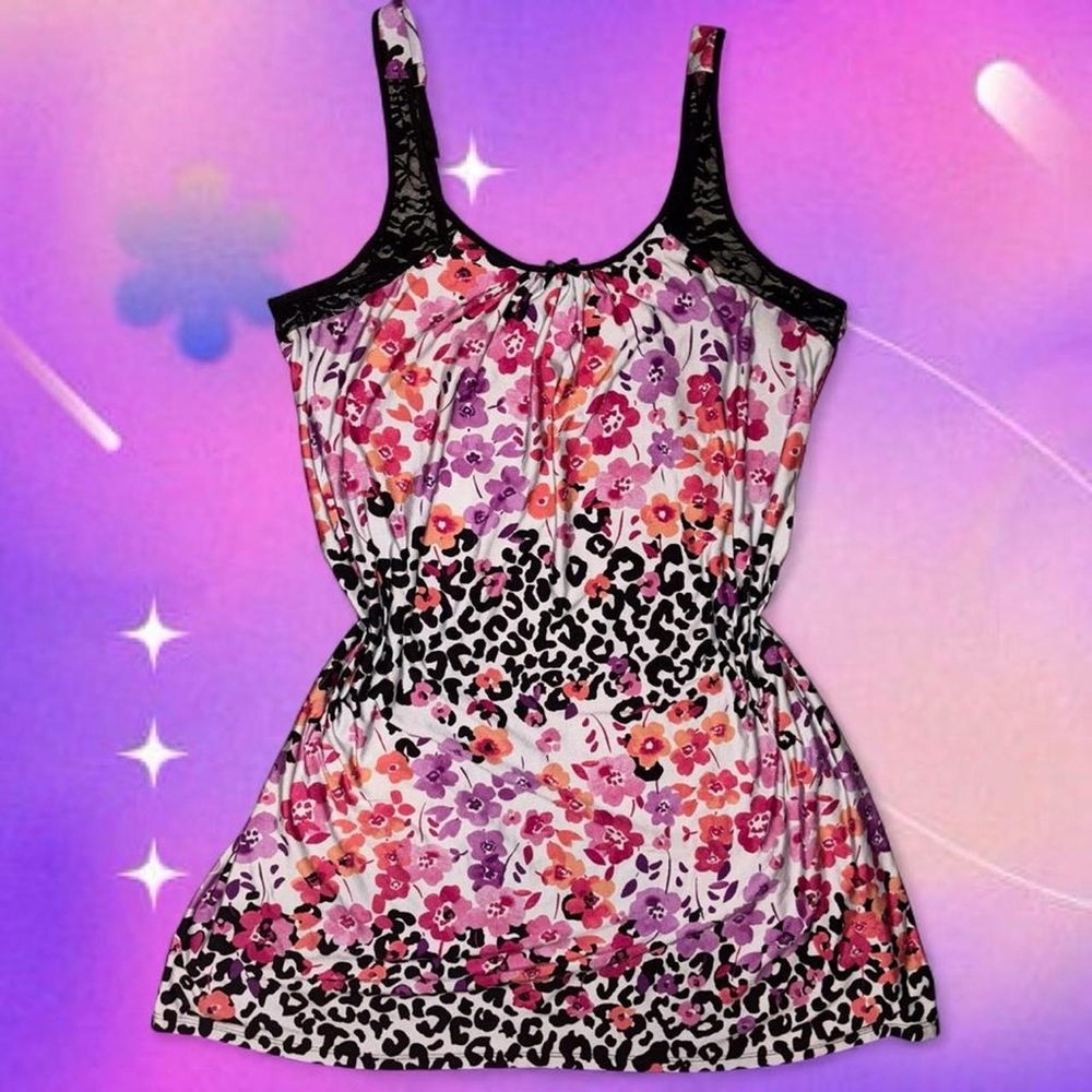 vintage y2k cheetah/floral print dress, no tags, fits like xl. no flaws!